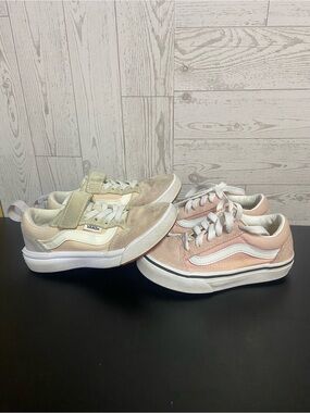 Bundle 2 Pairs Vans Kids Sneakers Pink & Cream UltraRange Size 11/11.5 Toddler